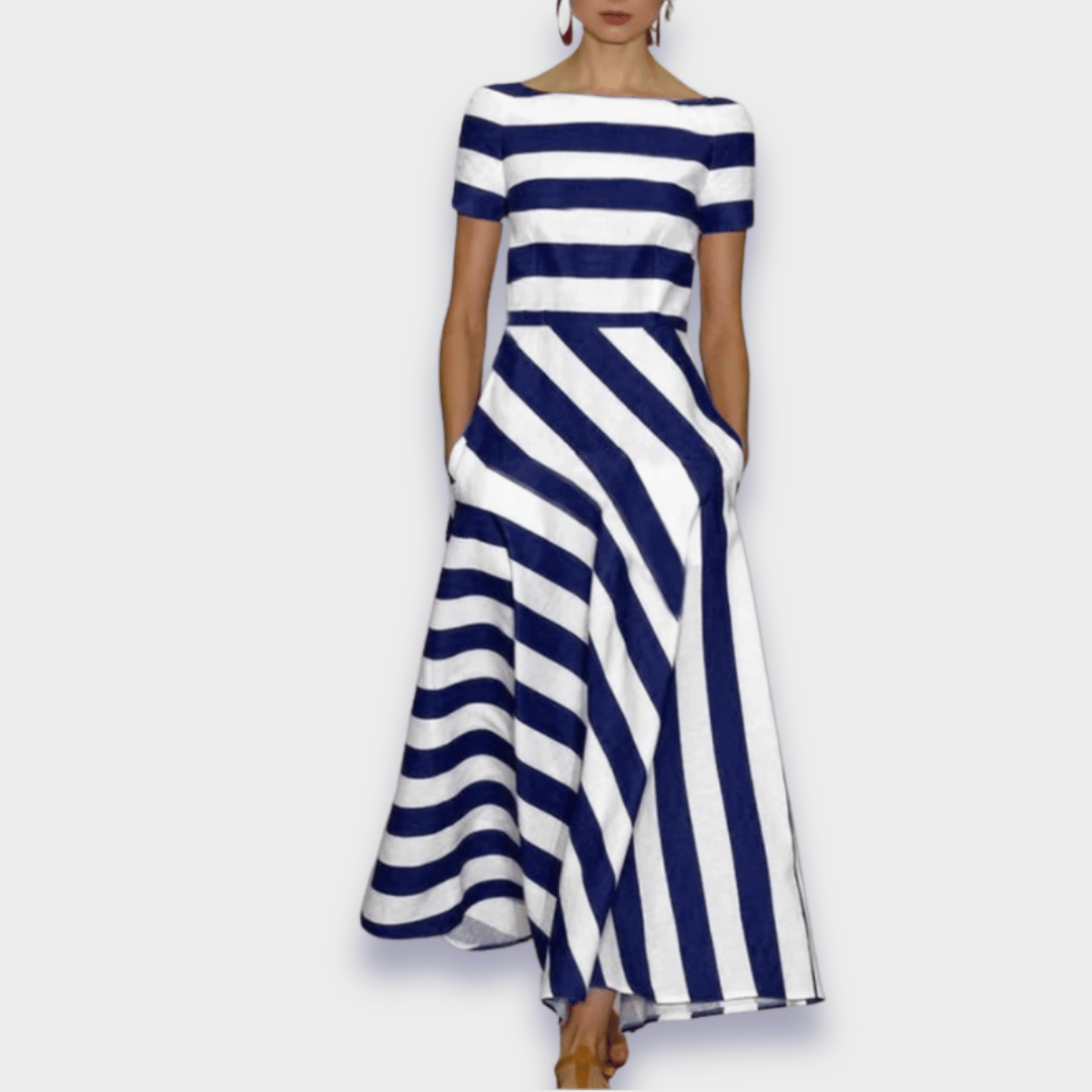 Janell | Handgefertigtes gestreiftes Maxikleid