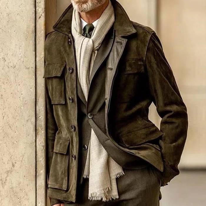 Maßgeschneiderte Herren-Cord-Freizeitjacke mit mehreren Taschen