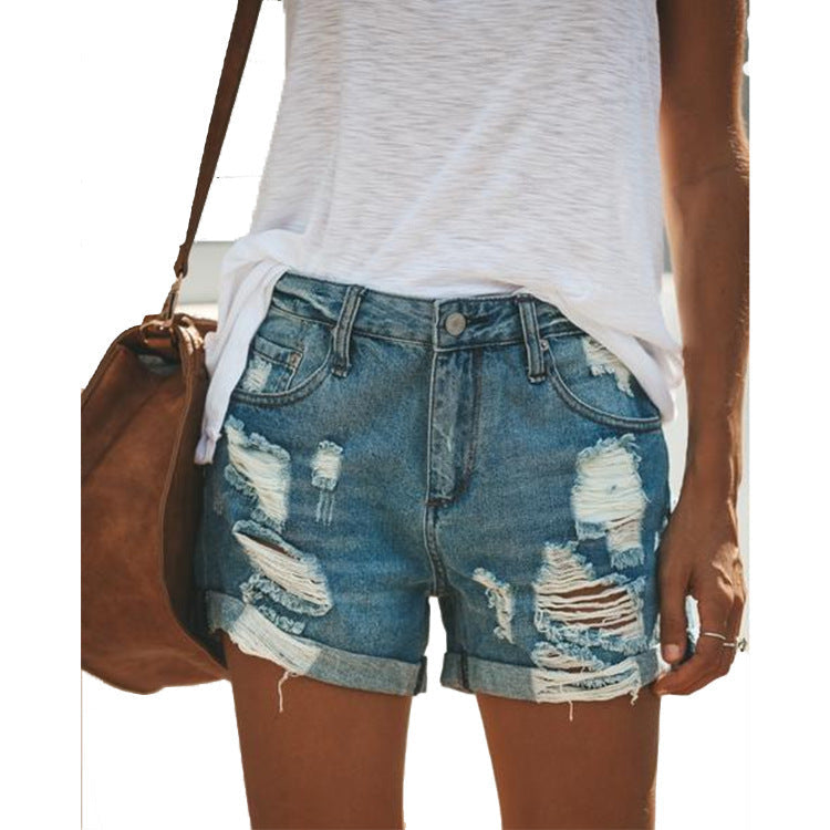 Margaret – Zerrissene Damen-Jeansshorts