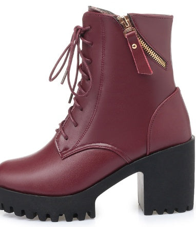 Lauren – Hochhackige Damenstiefel aus veganem Leder mit Wollfutter