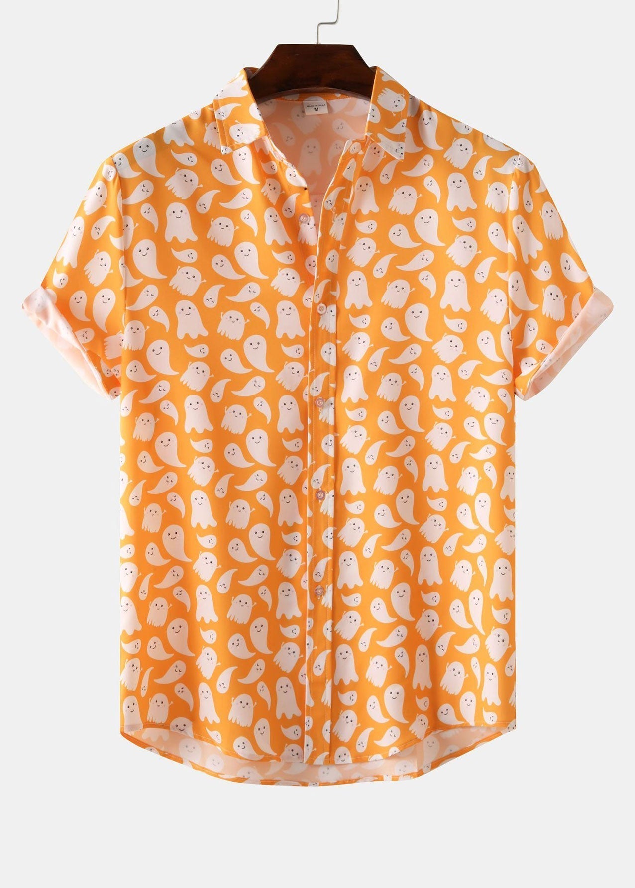 Halloween-Shirt mit Geisteraufdruck und Knopf