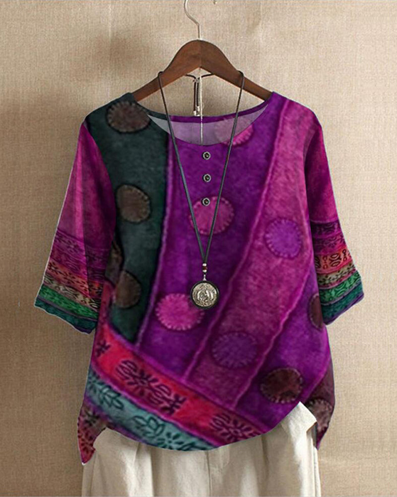 Olivia Must-have Vintage-Top mit Boho-Print