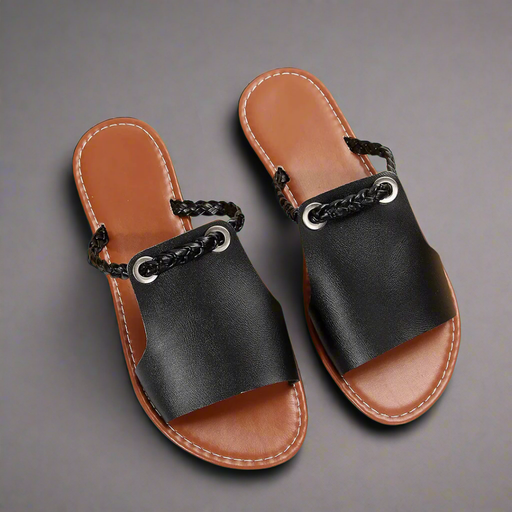 Katelina | Handgefertigte flache Sandalen aus Premium-Materialien