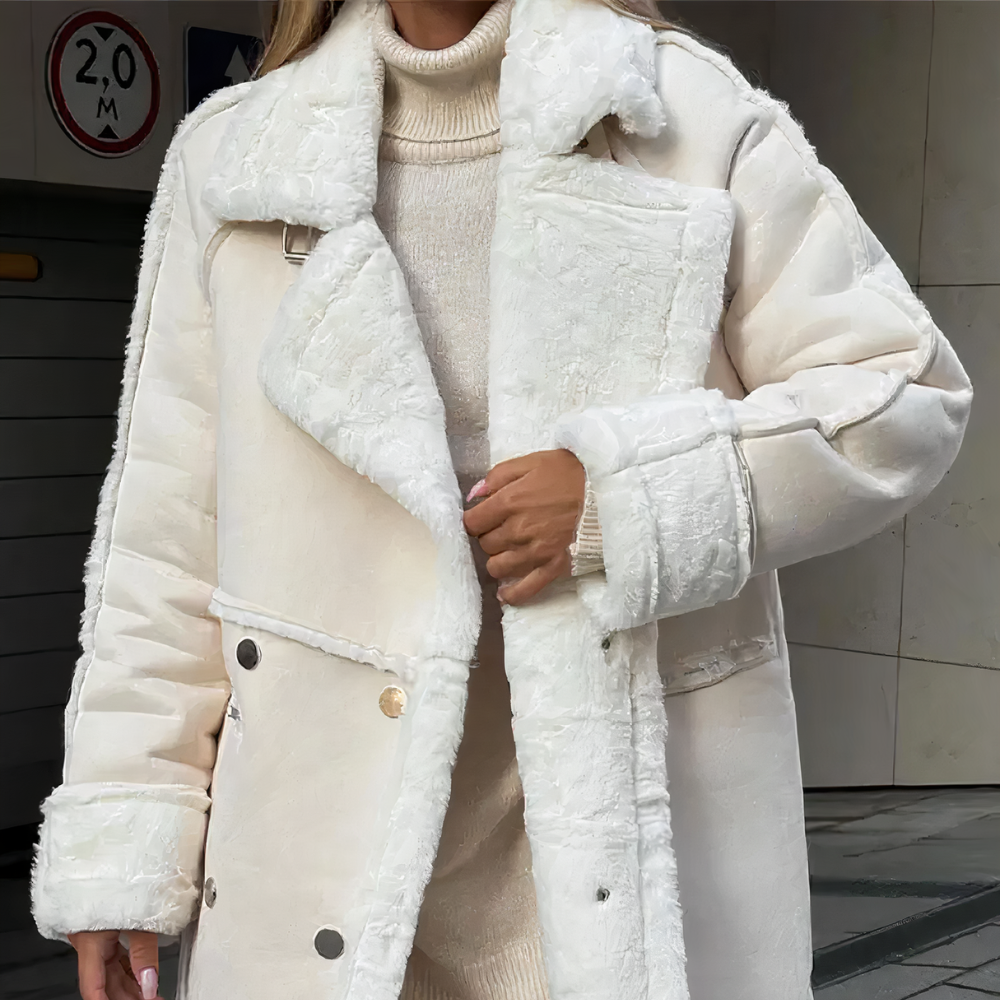 Lange Jacke aus Kunstpelz in Übergröße für Frauen