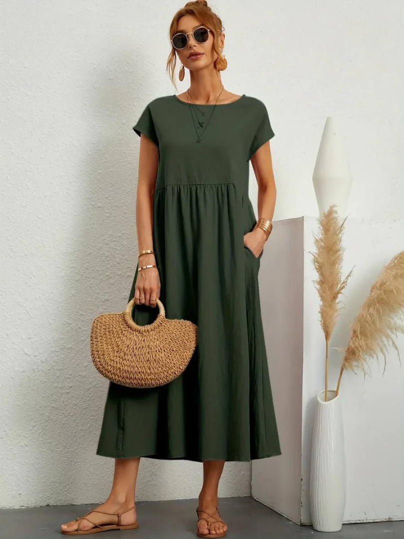Ruby™ | Elegantes Essentielles Kleid aus Baumwolle und Leinen