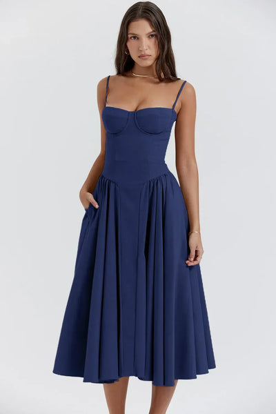 Bärbel | Ärmelloses Midikleid mit Korsettschnitt
