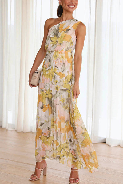Caprice - Printed Dress with Off-Shoulder Design