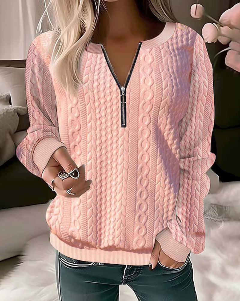Pullover mit V-Ausschnitt und Reißverschluss