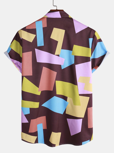 Geometrisches Button-Down-Mieder mit farbigem Druck
