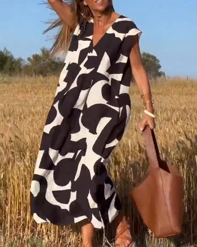 Stéphanie - Printed dress with V-neck