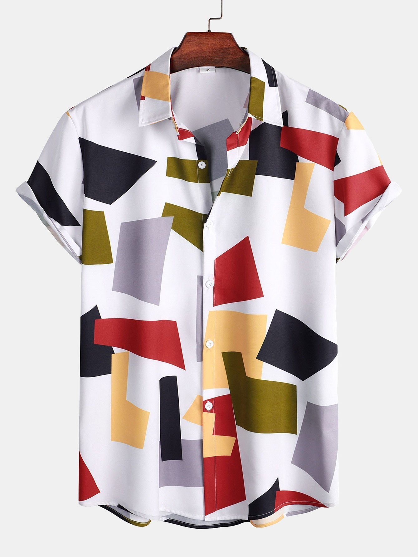 Geometrisches Button-Down-Mieder mit farbigem Druck