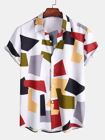 Geometrisches Button-Down-Mieder mit farbigem Druck