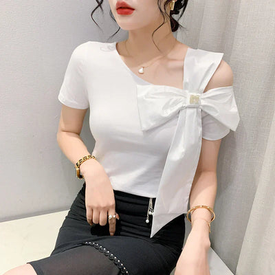 Neues T-Shirt im koreanischen Stil mit großer Schleife