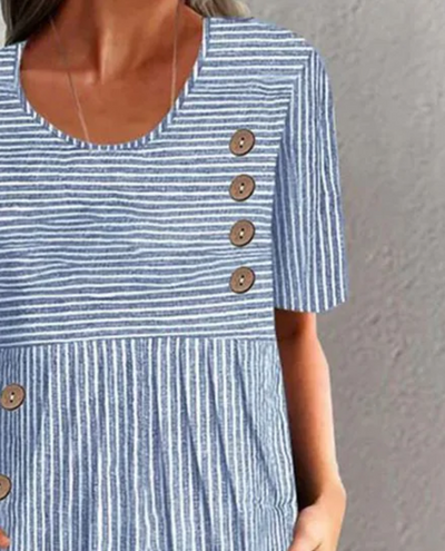 Finley - Klassisches gestreiftes Knopf-Midi-Kleid