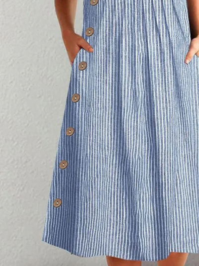 Finley - Klassisches gestreiftes Knopf-Midi-Kleid