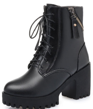 Lauren – Hochhackige Damenstiefel aus veganem Leder mit Wollfutter