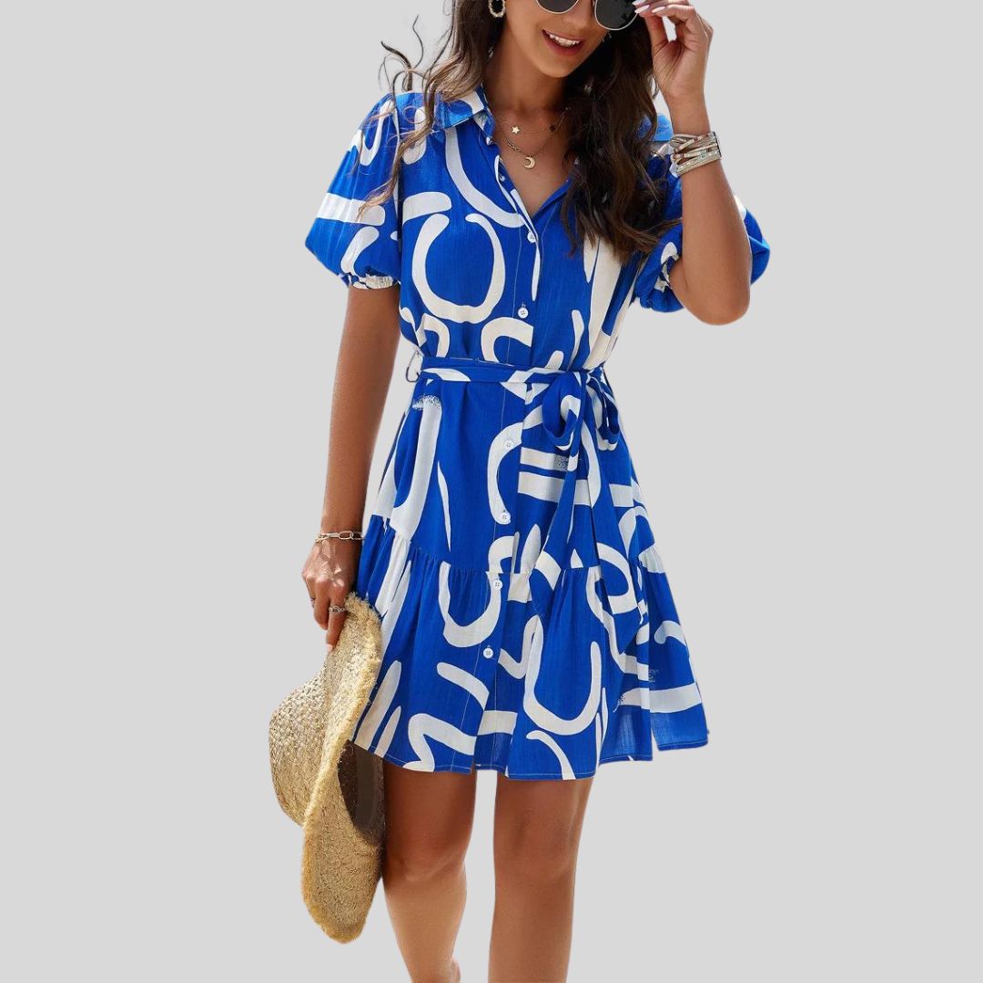 Hemdkleid mit abstraktem Druck
