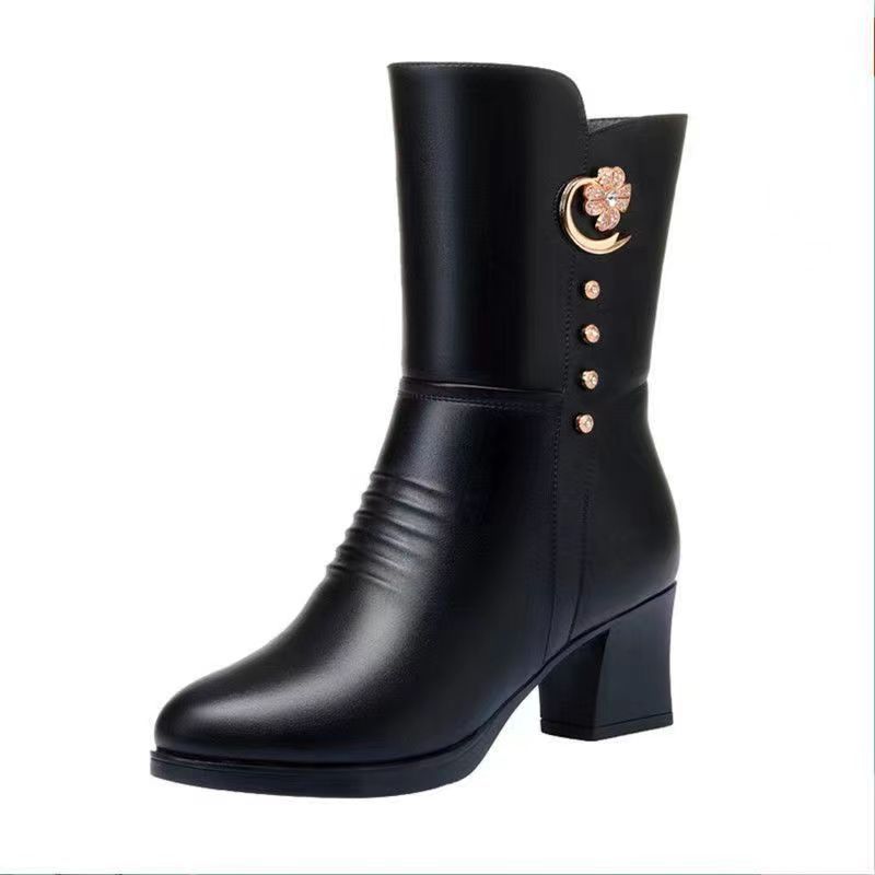 Mandy – Mittelkalbige Damenstiefel aus Baumwolle mit Weichem Veganleder