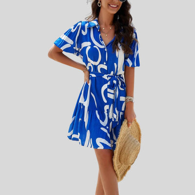 Hemdkleid mit abstraktem Druck