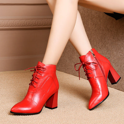 Sharon – Damenhochstiefel mit dickem Absatz aus veganem Leder