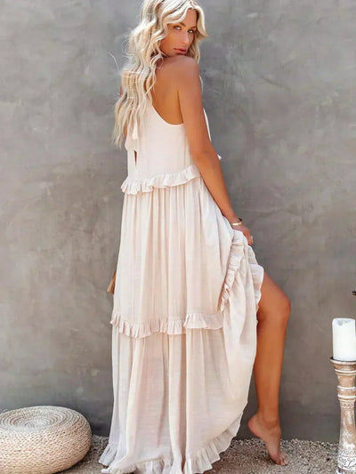 Sarah | Maxikleid mit Volants und Halter (Fast ausverkauft)