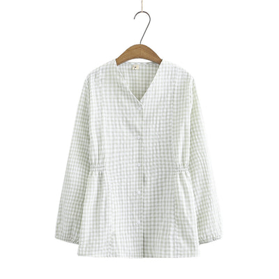 Lucy – Schmaler Damen-Plaid-Cardigan mit V-Ausschnitt und langen Ärmeln