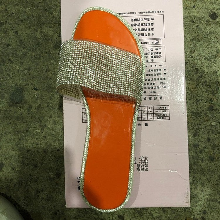 Natasha – Große Strass-Sandalen und Pantoletten für Damen mit niedrigem Absatz