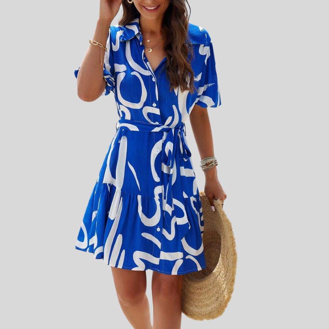 Hemdkleid mit abstraktem Druck