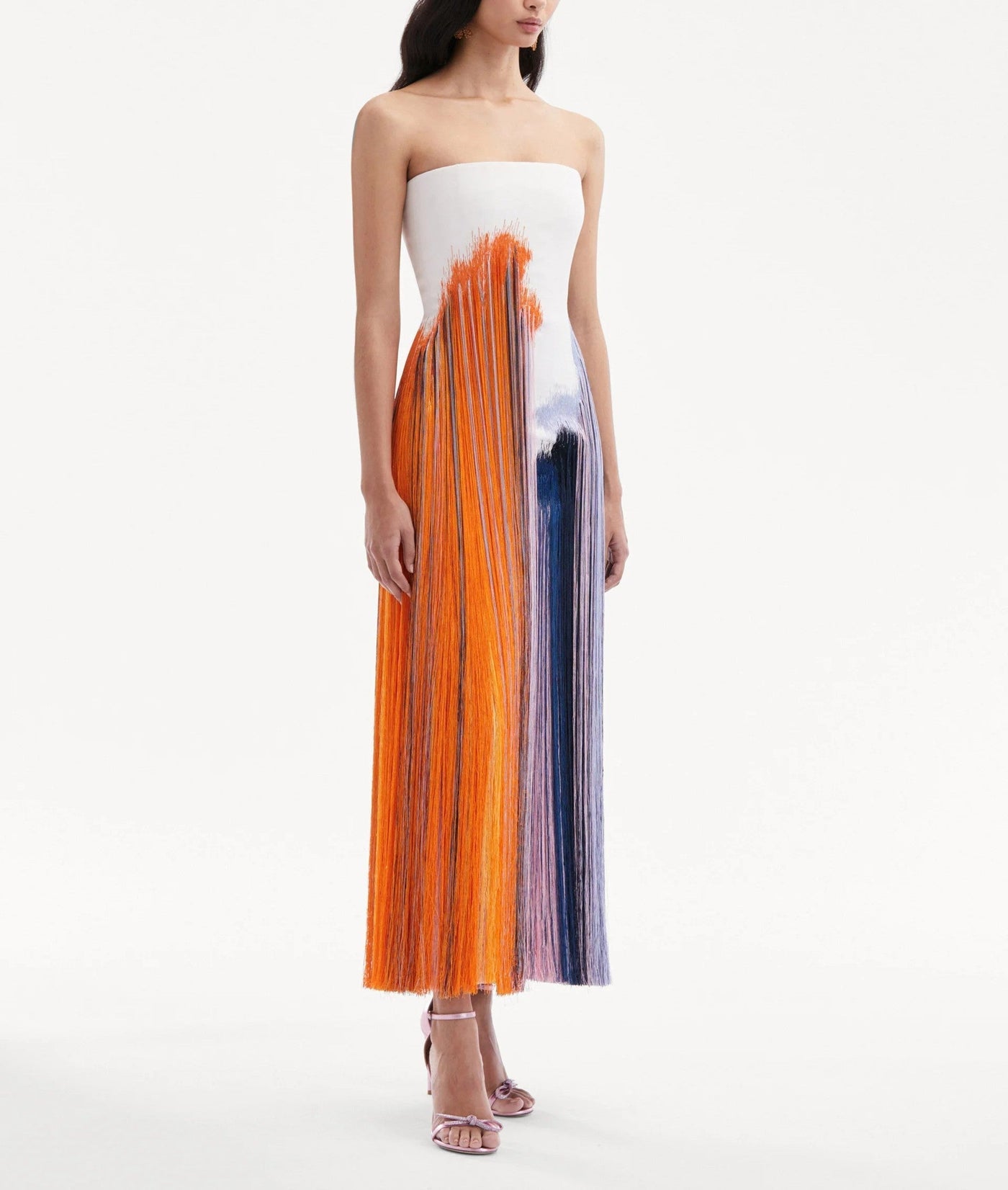 Aislyn - Kunstinspiriertes Pinselstrich-Fransen-Kleid