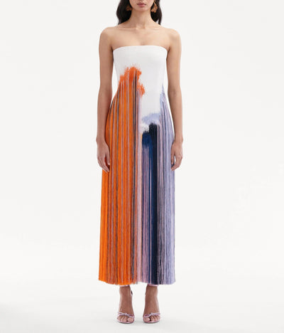 Aislyn - Kunstinspiriertes Pinselstrich-Fransen-Kleid