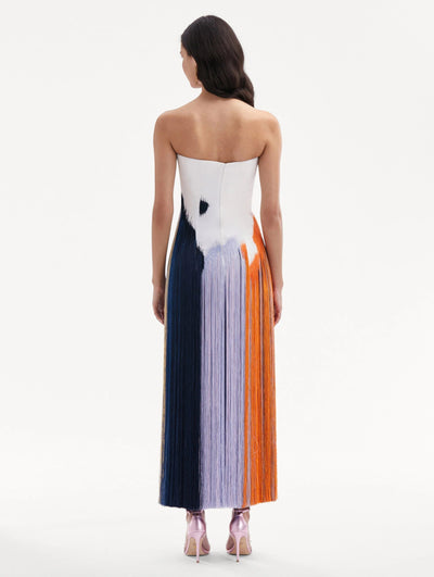 Aislyn - Kunstinspiriertes Pinselstrich-Fransen-Kleid