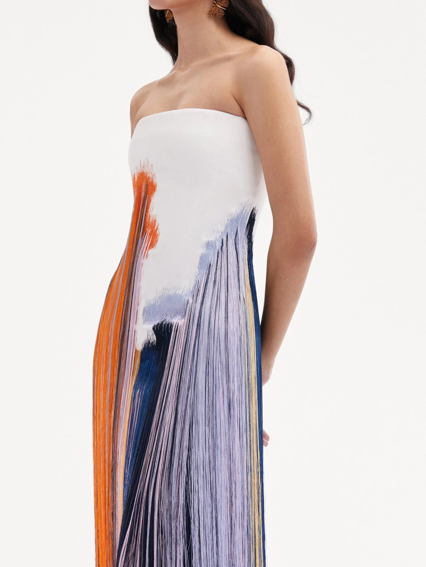 Aislyn - Kunstinspiriertes Pinselstrich-Fransen-Kleid