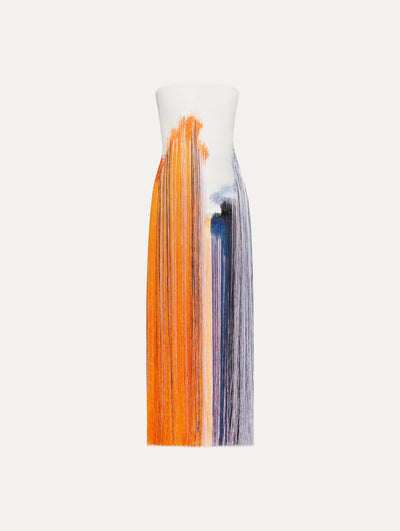 Aislyn - Kunstinspiriertes Pinselstrich-Fransen-Kleid