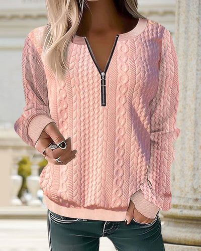 Pullover mit V-Ausschnitt und Reißverschluss