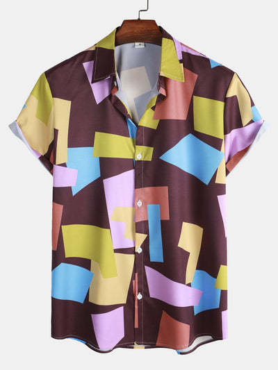Geometrisches Button-Down-Mieder mit farbigem Druck
