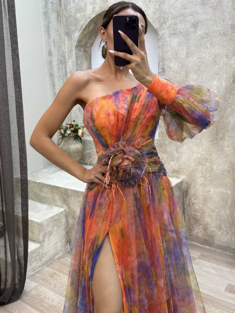 Kayla - Asymmetrical Floral Long Dress