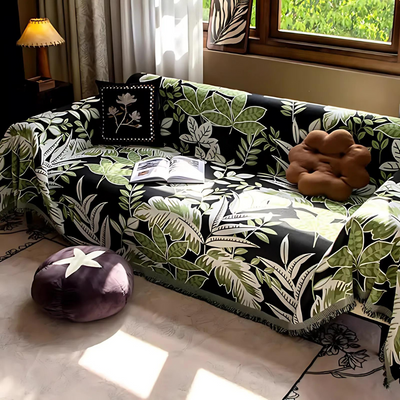 Vintage Regenwald Chenille Quasten Sofabezug