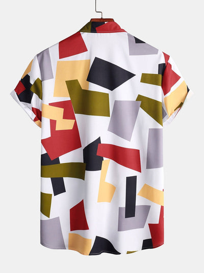Geometrisches Button-Down-Mieder mit farbigem Druck