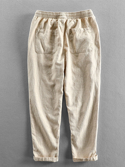 Langärmeliges Hemd mit Knopfleiste aus Leinen-Baumwoll-Mischung und Hose aus Leinen-Baumwoll-Mischung