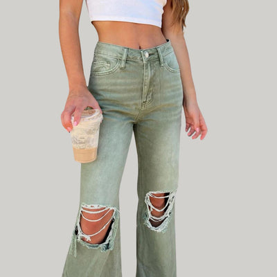 Flared Jeans mit verwitterten Knien