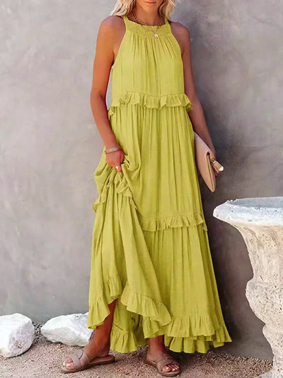 Sarah | Maxikleid mit Volants und Halter (Fast ausverkauft)