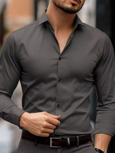 Sean – Business Hemd mit Revers und einfarbigem Design