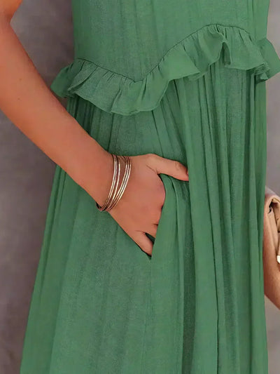Sarah | Maxikleid mit Volants und Halter (Fast ausverkauft)