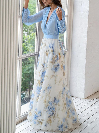 Minna | Langes Kleid mit Blumendruck