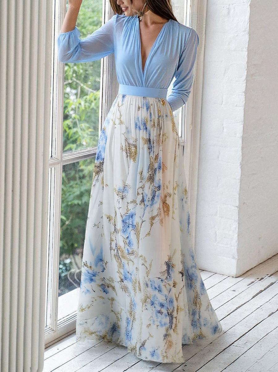 Minna | Langes Kleid mit Blumendruck