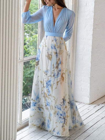 Minna | Langes Kleid mit Blumendruck