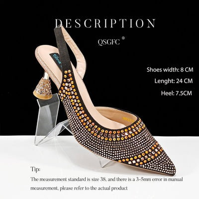 Charlotte – Spitz zulaufende gestreifte Damen High Heels mit Strass