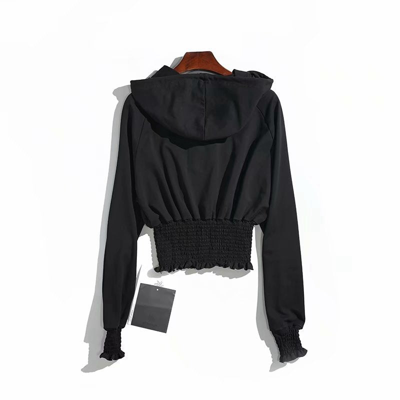 Helen – Slimmer Damenhoodie in Uni-Farbe mit hohem Bund