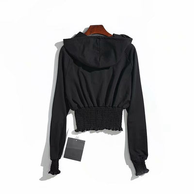 Helen – Slimmer Damenhoodie in Uni-Farbe mit hohem Bund