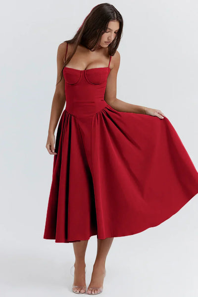 Bärbel | Ärmelloses Midikleid mit Korsettschnitt